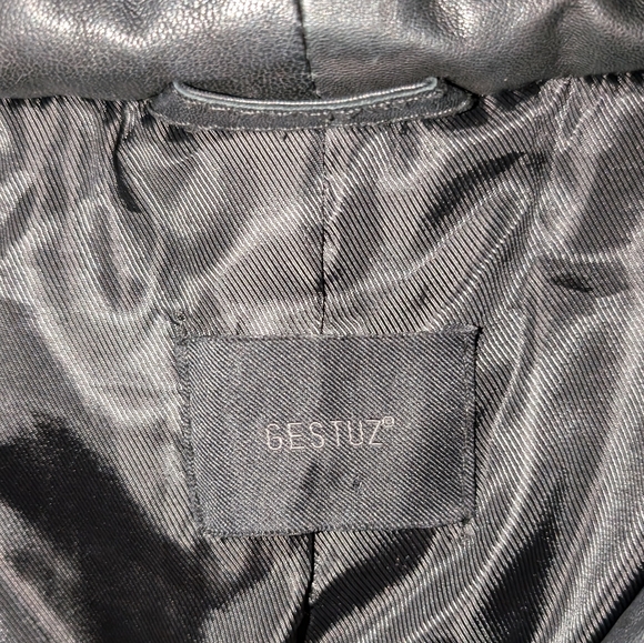 GESTUZ Genuine LEATHER Puffer Jacket. Black. Size EU36 (Medium) Unisex - Picture 4 of 9